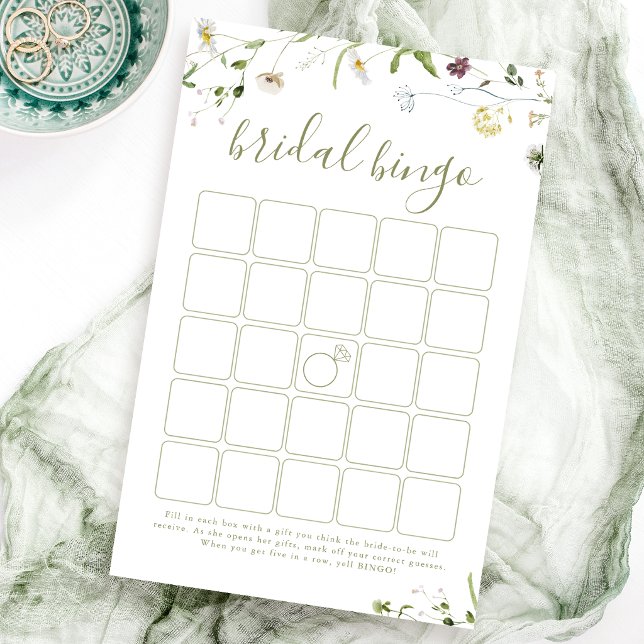 Elegant Wildflower Rustic bridal shower bingo game (Elegant Wildflower Rustic bridal shower bingo game)