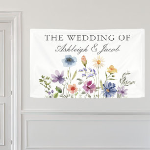Elegant Wildflower Spring Wedding Personalized Banner