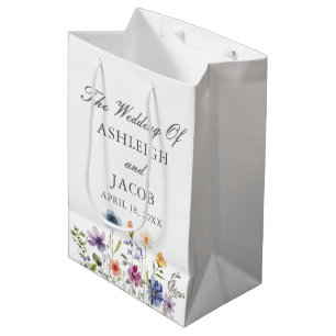 Elegant Wildflower Spring Wedding Personalized Medium Gift Bag