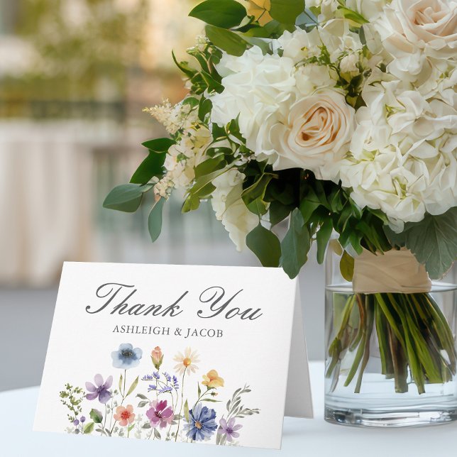 Elegant Wildflower Spring Wedding Personalized Thank You Card (Creator Uploaded)