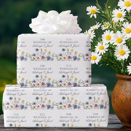Elegant Wildflower Spring Wedding Personalized Wrapping Paper
