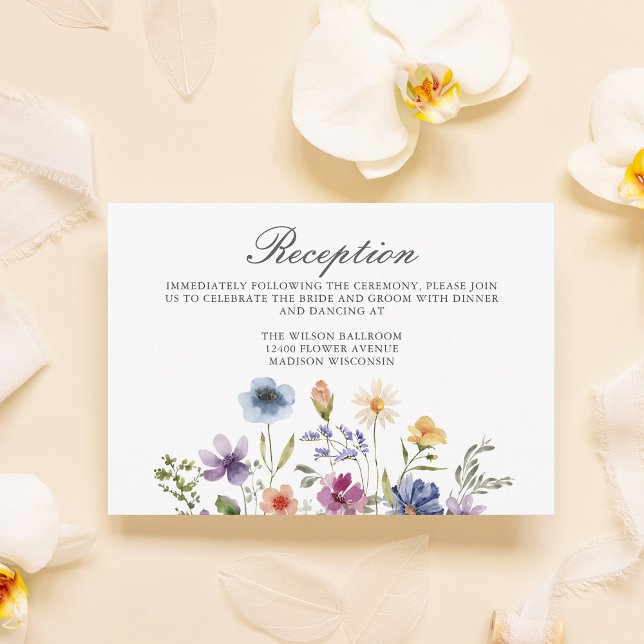 Elegant Wildflower Spring Wedding Reception Enclosure Card (Creator Uploaded)