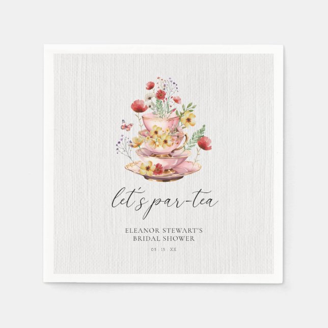 Elegant Wildflower Tea Party Bridal Shower Napkins (Front)