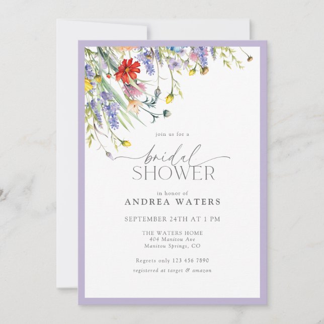 Elegant Wildflower | Watercolor Bridal Shower Invitation (Front)