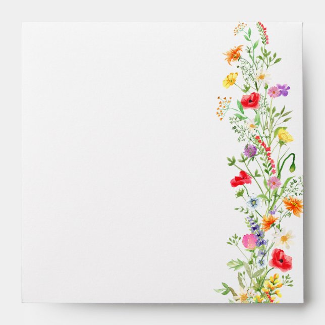 Elegant Wildflower Watercolor Floral Bridal Shower Envelope (Front)