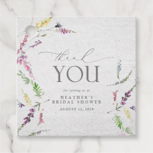 Elegant Wildflower Watercolor Floral Bridal Shower Favour Tags