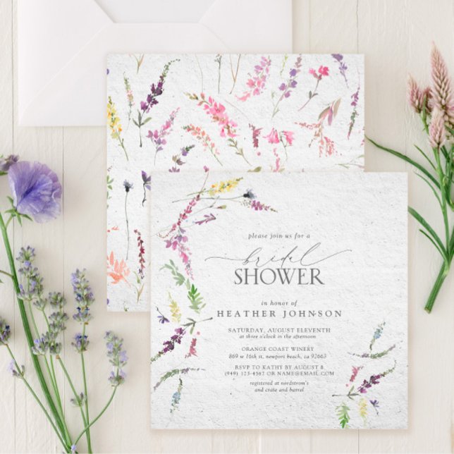 Elegant Wildflower Watercolor Floral Bridal Shower Invitation (Creator Uploaded)