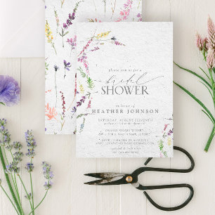 Elegant Wildflower Watercolor Floral Bridal Shower Invitation