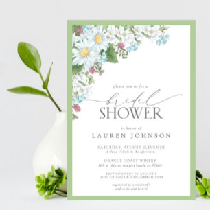Elegant Wildflower Watercolor Floral Bridal Shower Invitation