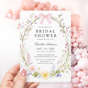Elegant Wildflower Watercolor Floral Bridal Shower Invitation