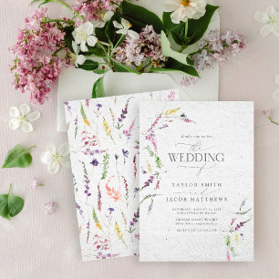 Elegant Wildflower Watercolor Floral Wedding Invitation