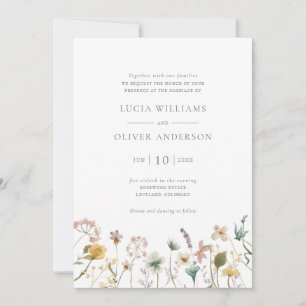 Elegant Wildflower Watercolor Floral Wedding Invitation