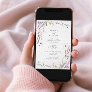 Elegant Wildflower Watercolor Modern Wedding Invitation