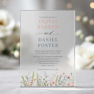 Elegant Wildflower Wedding Acrylic Invitations