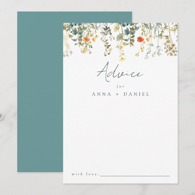 Elegant Wildflower Wedding Advice Card (Front/Back)