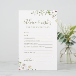 Elegant Wildflower wedding advice & wishes card