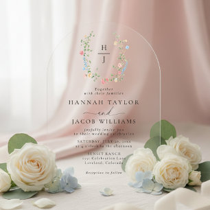 Elegant Wildflower Wedding Arch Acrylic Invitations