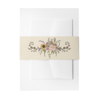 Elegant Wildflower Wedding Belly Bands Invitation Belly Band