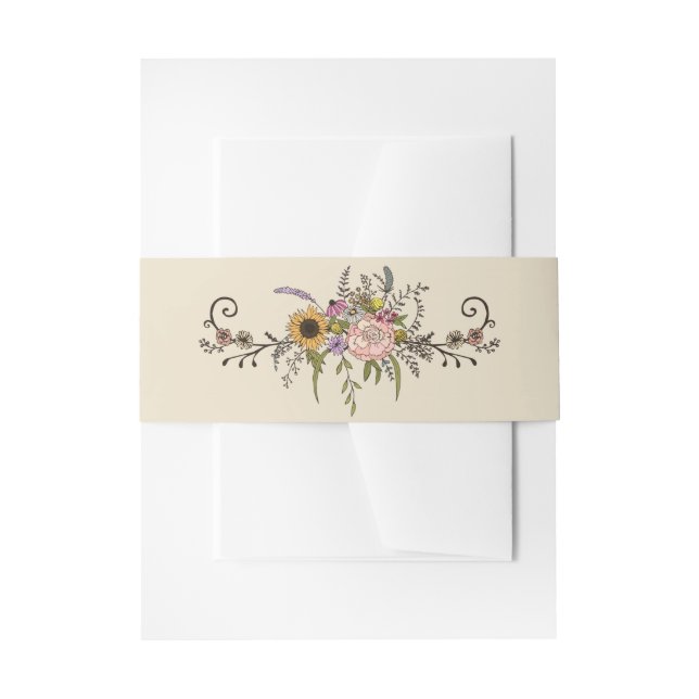 Elegant Wildflower Wedding Belly Bands Invitation Belly Band (Front Example)