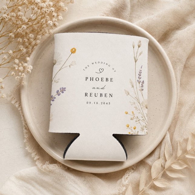 Elegant Wildflower Wedding  Can Cooler (Creator Uploaded)