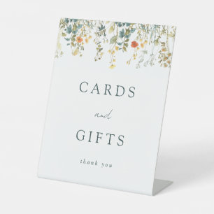 Elegant Wildflower Wedding Cards and Gifts Pedestal Sign