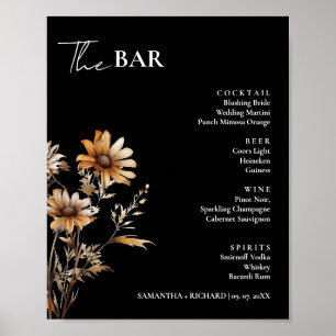 Elegant Wildflower Wedding Drinks Bar Menu  Poster