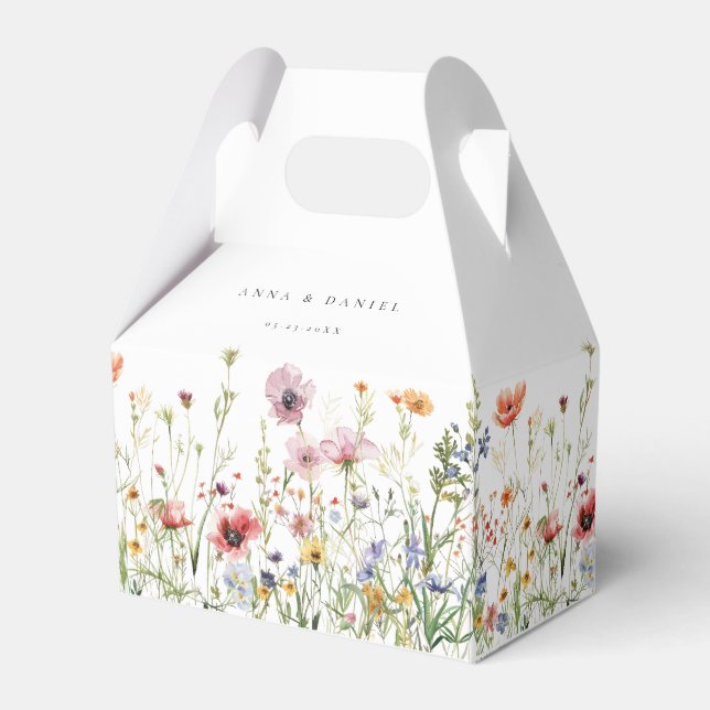 Elegant Wildflower Wedding Favor Boxes (Front Side)