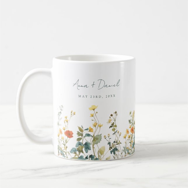 Elegant Wildflower Wedding Favour Coffee Mug (Left)