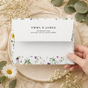 Elegant Wildflower Wedding Floral Pattern Envelope