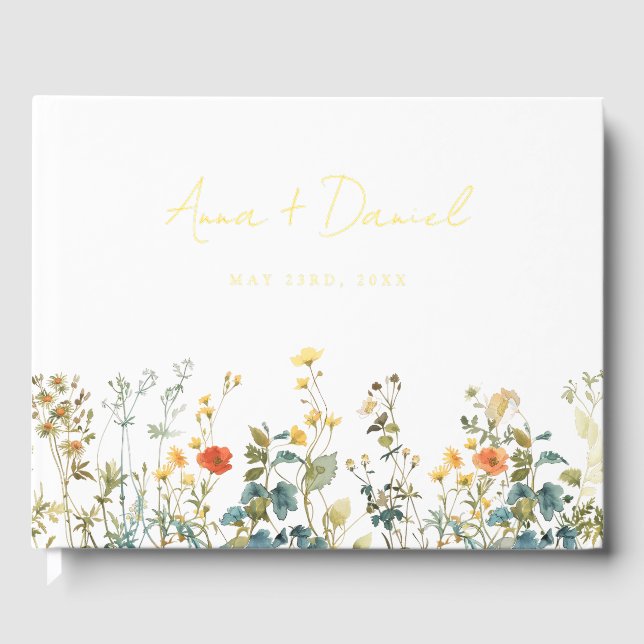Elegant Wildflower Wedding Guest Book (Front)