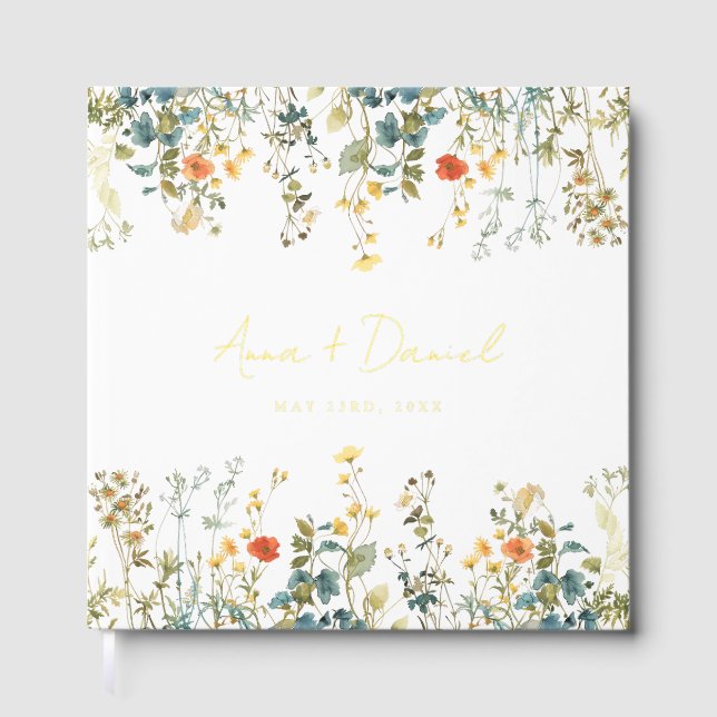 Elegant Wildflower Wedding Guest Book (Front)