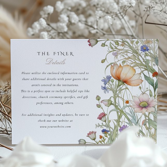 Elegant Wildflower Wedding Information Card (Creator Uploaded)