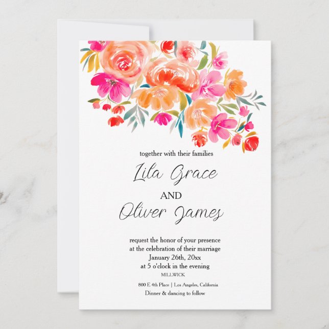 Elegant Wildflower Wedding Invitation (Front)