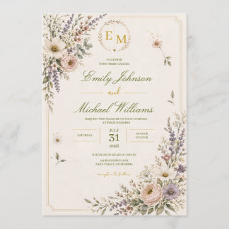Elegant Wildflower Wedding Invitation