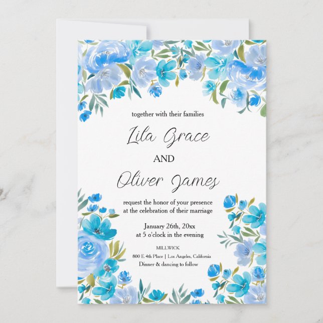 Elegant Wildflower Wedding Invitation (Front)
