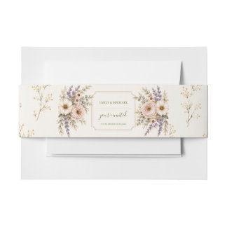 Elegant Wildflower Wedding Invitation Belly Band
