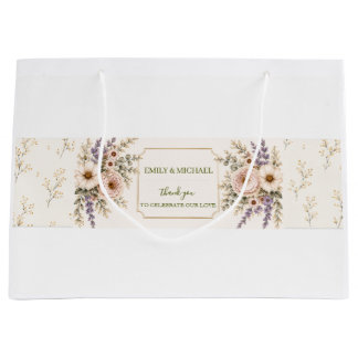 Elegant Wildflower Wedding Large Gift Bag