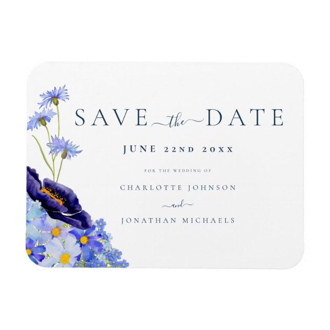 Elegant Wildflower Wedding Magnet (Horizontal)