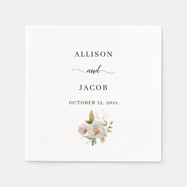 Elegant Wildflower Wedding Napkin (Front)