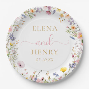 Elegant Wildflower Wedding Paper Plates