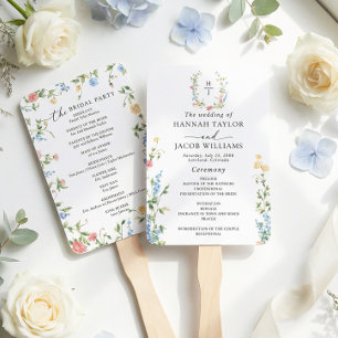 Elegant Wildflower Wedding Program Hand Fan