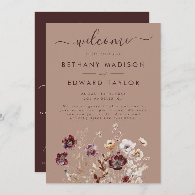 Elegant Wildflower Wedding Programme (Front/Back)