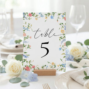Elegant Wildflower Wedding Reception Table Number