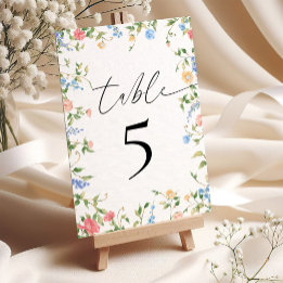 Elegant Wildflower Wedding Reception Table Number