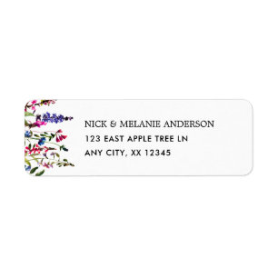 Elegant wildflower wedding return address