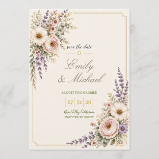 Elegant Wildflower Wedding Save the Date Card