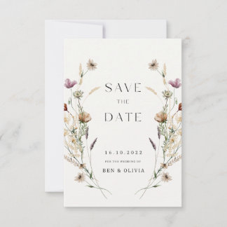 Elegant Wildflower Wedding Save the Date Cards