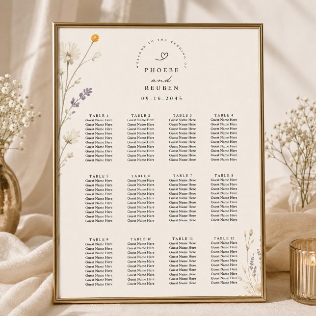 Elegant Wildflower Wedding Seating Chart (Creator Uploaded)