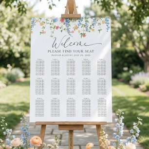 Elegant Wildflower Wedding Seating Chart Poster