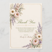 Elegant Wildflower Wedding Thank You Card